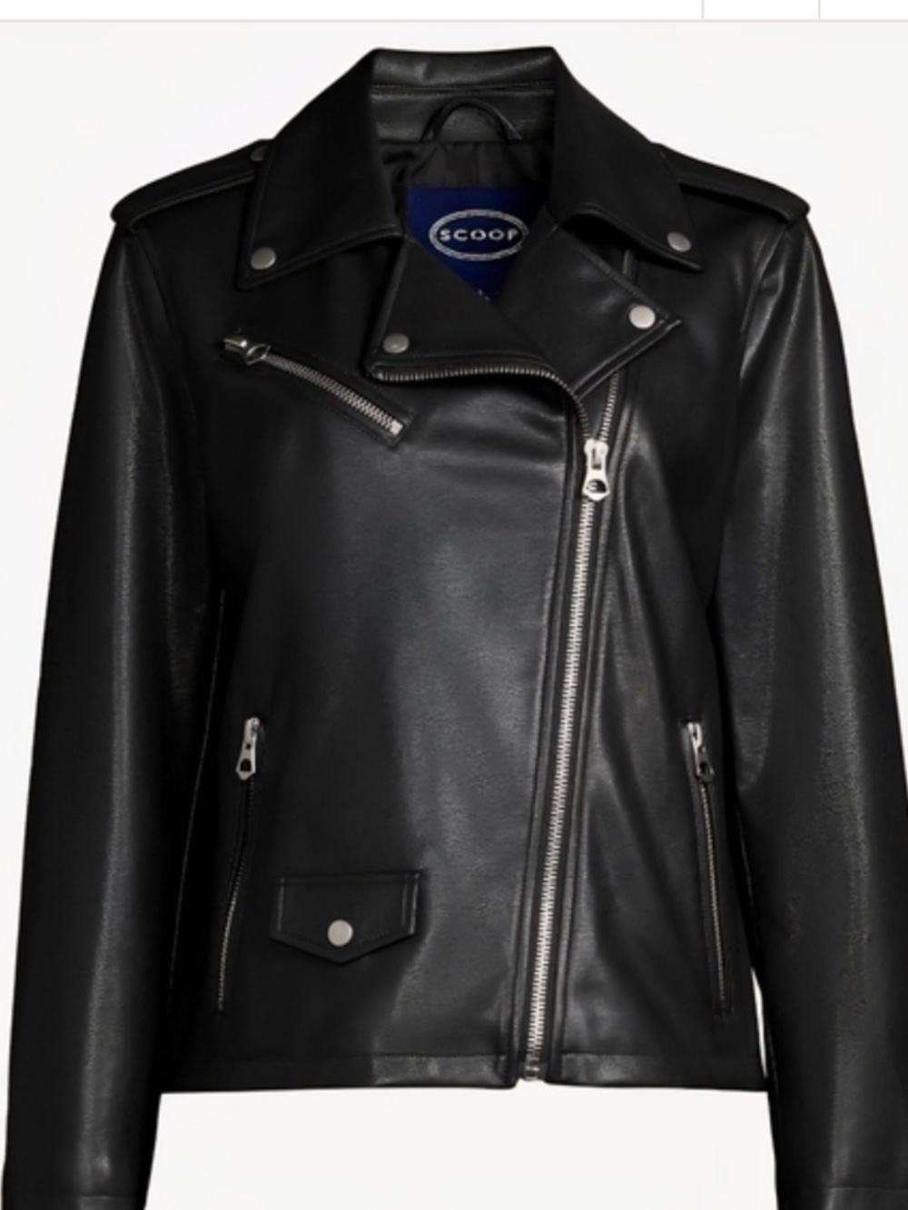Scoop NYC Women’s Black Faux Leather Motorcycle Jacket Size Small (4-6) NWT - Picture 10 of 10